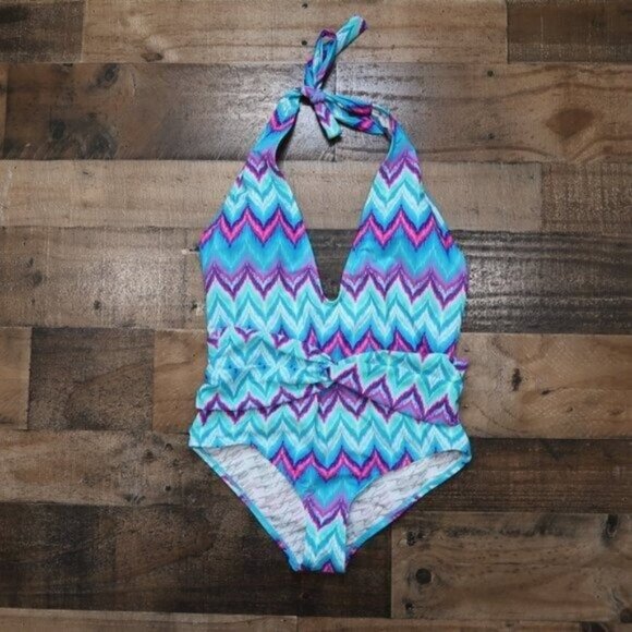 Marilyn Monroe Women's Deep Plunge Halter One-Piece Swimsuit Size Large NWOT - Picture 1 of 6